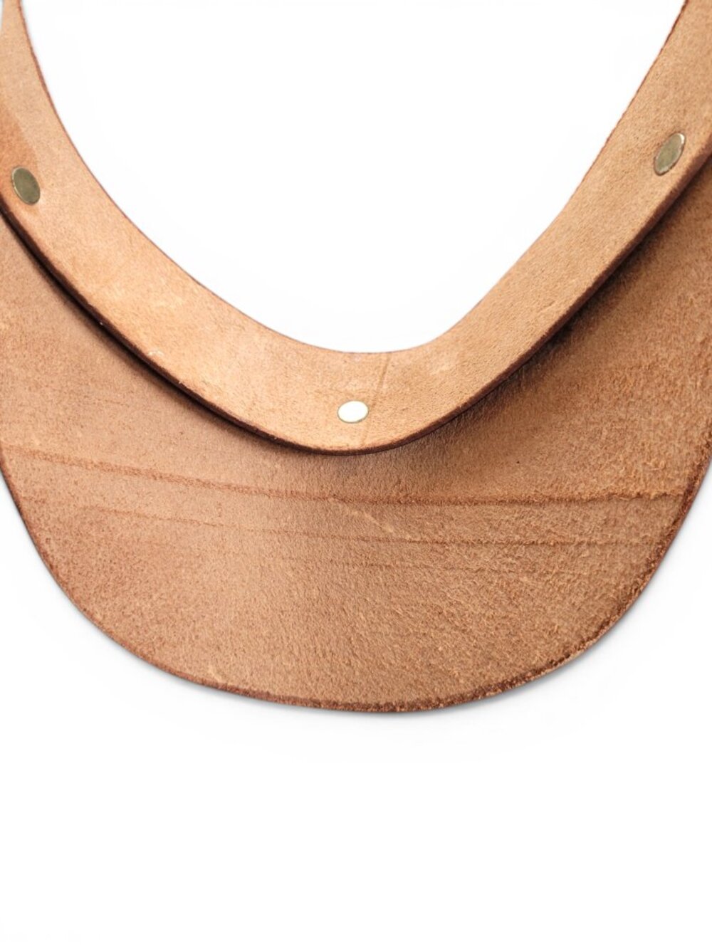 Artisan Made Leather Sun Visor in Rich Golden Brown with Brushed Gold Accents - Picture 13 of 13